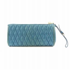 miumiu マテラッセ クラッチ バッグ レザー 水色 ライトブルー