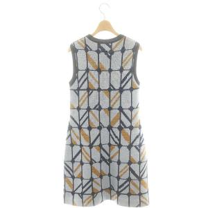 miumiu ニット ラメ ノースリーブワンピース ひざ丈 40 水色 ライトブルー マルチカラー