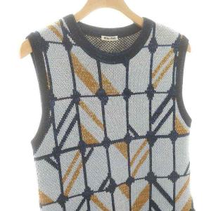 miumiu ニット ラメ ノースリーブワンピース ひざ丈 40 水色 ライトブルー マルチカラー