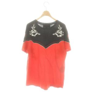 GUCCI スタッズ Tシャツ カットソー 半袖 切替 L 黒 赤 ブラック レッド /DF OS