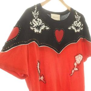 GUCCI スタッズ Tシャツ カットソー 半袖 切替 L 黒 赤 ブラック レッド /DF OS