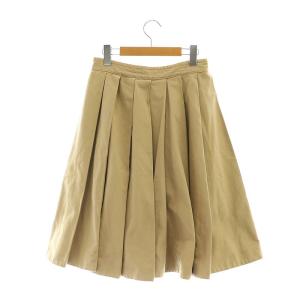 PRADA プリーツスカート ミモレ ロング フレア コットン 40 ベージュ