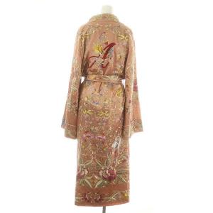 GUCCI ガウンコート 刺繍 シルク混 40 ピンク 523536