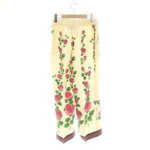 GUCCI フラワーボタニカル パンツ 38 クリーム ピンク 499155