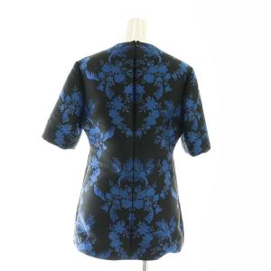 STELLA McCARTNEY ジャガード ビジュー トップス チュニック 半袖 花柄 38 黒 青 ブラック ブルー