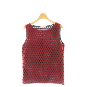 ノースリーブ トップス カットソー プルオーバー M 赤 紺 レッド ネイビー