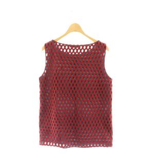 PRADA ノースリーブ トップス カットソー プルオーバー M 赤 紺 レッド ネイビー