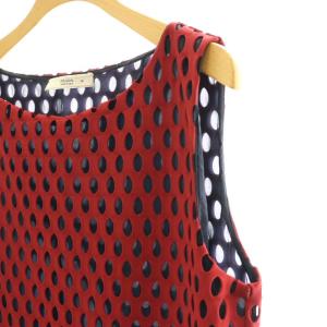 PRADA ノースリーブ トップス カットソー プルオーバー M 赤 紺 レッド ネイビー