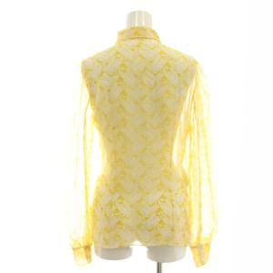 PRADA 柄 シルク ブラウス シャツ 長袖 40 ? イエロー