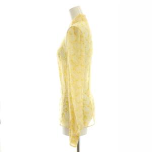 PRADA 柄 シルク ブラウス シャツ 長袖 40 ? イエロー