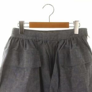 miumiu デニムスカート ミニ フレア ギャザー 40 青 ブルー