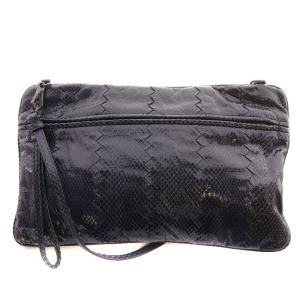 BOTTEGA VENETA パイソン柄 ショルダーバッグ ネイビー 244516