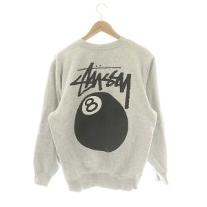 STUSSY 8ボール 裏起毛 スウェット トレーナー 長袖 プルオーバー コットン M グレー 黒 ブラック