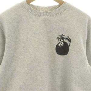 STUSSY 8ボール 裏起毛 スウェット トレーナー 長袖 プルオーバー コットン M グレー 黒 ブラック