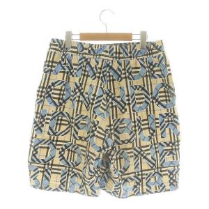 BURBERRY スウェットハーフパンツ ドローストリングショーツ チェック柄 M ベージュ ライトブルー