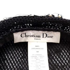Christian Dior ベレー帽 フェイクパール 58 ブラック 21PER910G155