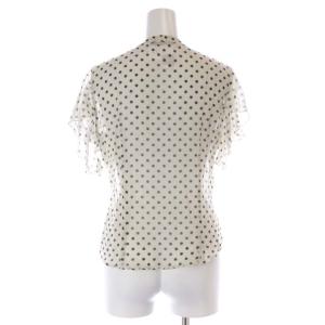 Max Mara シルク ドット フリルブラウス シャツ 半袖 38 M ベージュ 黒 ブラック