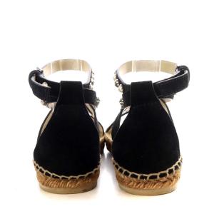 JIMMY CHOO Denise サンダル エスパドリーユ フェイクパール スエード ストラップ 35 22cm 黒 ブラック
