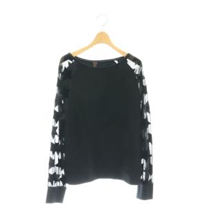 袖デザイン スウェット カットソー 長袖 コットン 36 黒 ブラック /NR OS