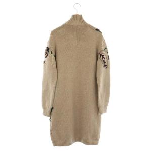 Salvatore Ferragamo リーフ刺繍 ニットワンピース M グレージュ