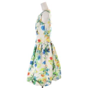 M'S GRACY フラワー ノースリーブバルーンワンピース ひざ丈 38 M 白 ホワイト マルチカラー SH