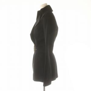 DOLCE&GABBANA 裏地ヒョウ柄 レオパード ジャケット ベルト付き 38 黒 ブラック