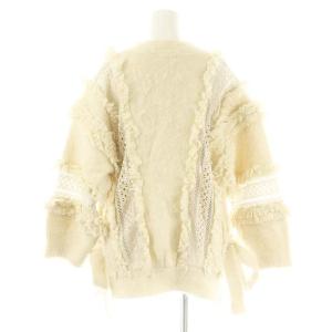 SNIDEL ファーライクレースニットカーディガン 長袖 サイドリボン F オフホワイト