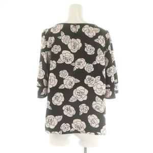 TO BE CHIC 花柄ブラウス 五分袖 42 ピンク 黒 ブラック