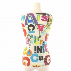 PLEATS PLEASE ISSEY MIYAKE タイポグラフィプリントミストタンクトップ 3 オフホワイト マルチカラー