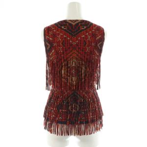 PLEATS PLEASE ISSEY MIYAKE イッセイミヤケ キリム柄 フリンジタンクトップ プリーツ 3 レッド
