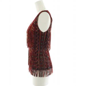 PLEATS PLEASE ISSEY MIYAKE イッセイミヤケ キリム柄 フリンジタンクトップ プリーツ 3 レッド