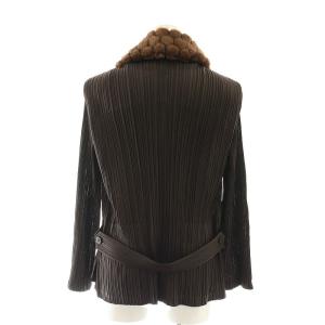 PLEATS PLEASE ISSEY MIYAKE フェイクファージャケット 薄手 3 ダークブラウン
