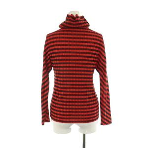 PLEATS PLEASE ISSEY MIYAKE ボーダータートルネックカットソー 長袖 プリーツ 3 赤 レッド 黒 ブラック