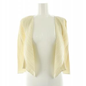 イッセイミヤケ 七分袖 ボレロ カーディガン プリーツ 3 ライトベージュ