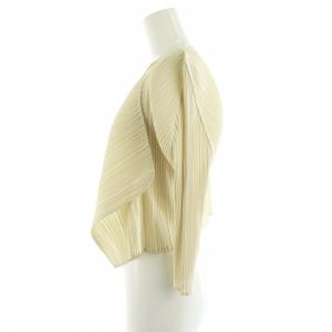 PLEATS PLEASE ISSEY MIYAKE イッセイミヤケ 七分袖 ボレロ カーディガン プリーツ 3 ライトベージュ