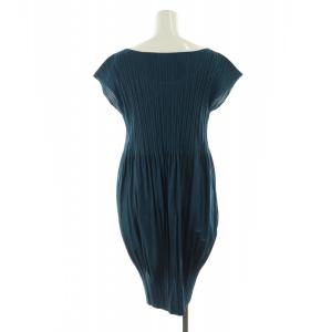 PLEATS PLEASE ISSEY MIYAKE イッセイミヤケ 切替 ノースリーブ チュニック ワンピース 3 ブルー