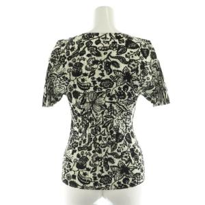 PLEATS PLEASE ISSEY MIYAKE イッセイミヤケ 花柄 半袖 カットソー プリーツ 3 黒 白 緑