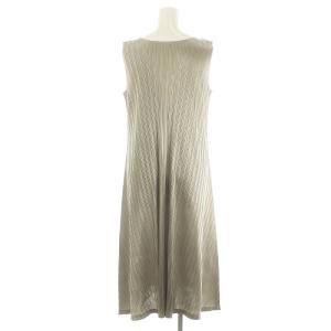 PLEATS PLEASE ISSEY MIYAKE Vネック ノースリーブ ワンピース プリーツ 3 グレー