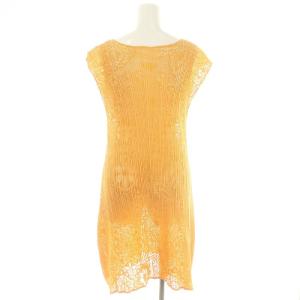 PLEATS PLEASE ISSEY MIYAKE レース ノースリーブ ワンピース プリーツ 3 オレンジ