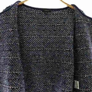 TOCCA NOUGAT ニットジャケット ノーカラー ツイード クロップド M 紺 ネイビー