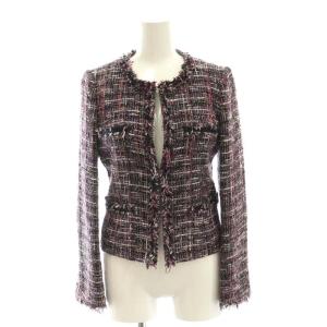 ANAYI スーツ セットアップ 上下 ツイード ノーカラージャケット タイトスカート ひざ丈 36 マルチカラー