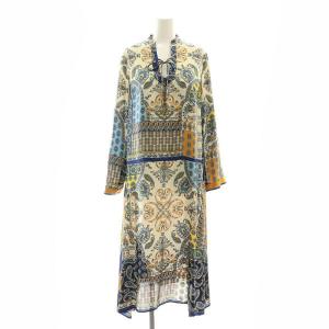 23SS スカーフペイズリープリントワンピース 38 ブルー ベージュ