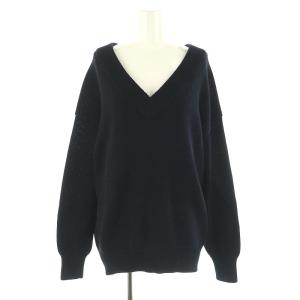 ボーンネック Both neck Vコットンプルオーバー ニット セーター 長袖 コットン F 濃紺