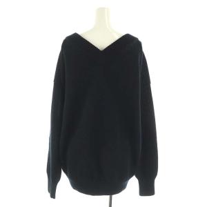 Deuxieme Classe ボーンネック Both neck Vコットンプルオーバー ニット セーター 長袖 コットン F 濃紺