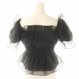 SNIDEL 24SS ギャザーフリルオフショルブラウス 半袖 プルオーバー F 黒 ブラック