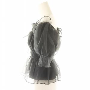 SNIDEL 24SS ギャザーフリルオフショルブラウス 半袖 プルオーバー F 黒 ブラック