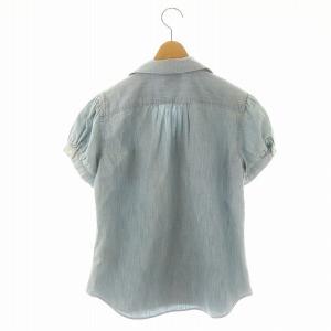 POLO RALPH LAUREN パフスリーブ デニムシャツ ブラウス 半袖 前開き コットン 4 ライトブルー