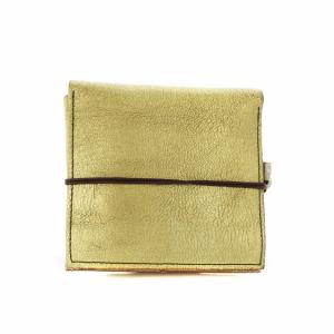 ebagos 二つ折り 財布 レザー メタリック シルバーパーツ ゴールド