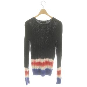 POLO RALPH LAUREN 長袖ニットトップス セーター プルオーバー コットン ロゴ XS 黒 ブラック マルチカラー