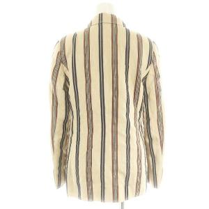 TORY BURCH セットアップ スーツ 上下 ロゴボタン ストライプ テーラードジャケット テーパードパンツ 0 ベージュ 茶色 紺